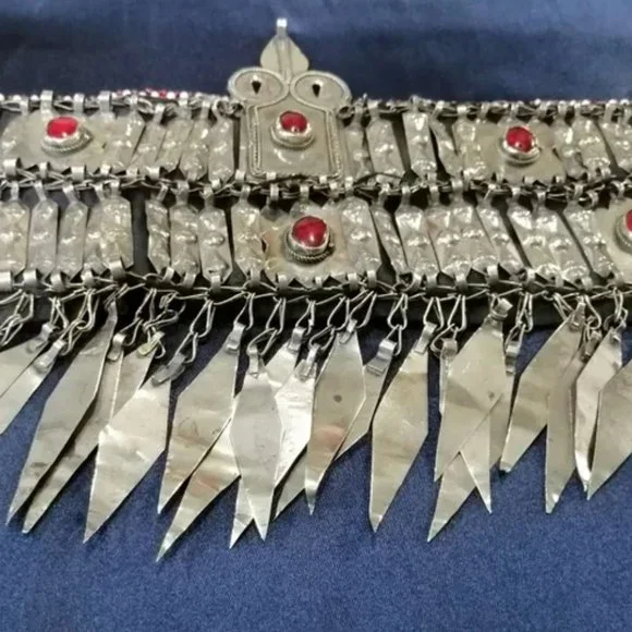 Vintage Turkman Tribal Kuchi Matha Patti, Ethnic Head Piece With Long Dangling - Picture 4 of 9